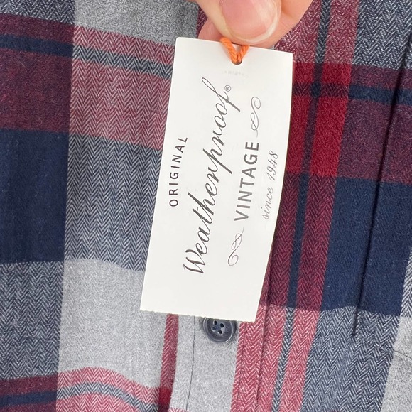 Original Weatherproof Gingham Plaid Flannel Button Up Long Sleeve Men's Medium - Picture 4 of 6